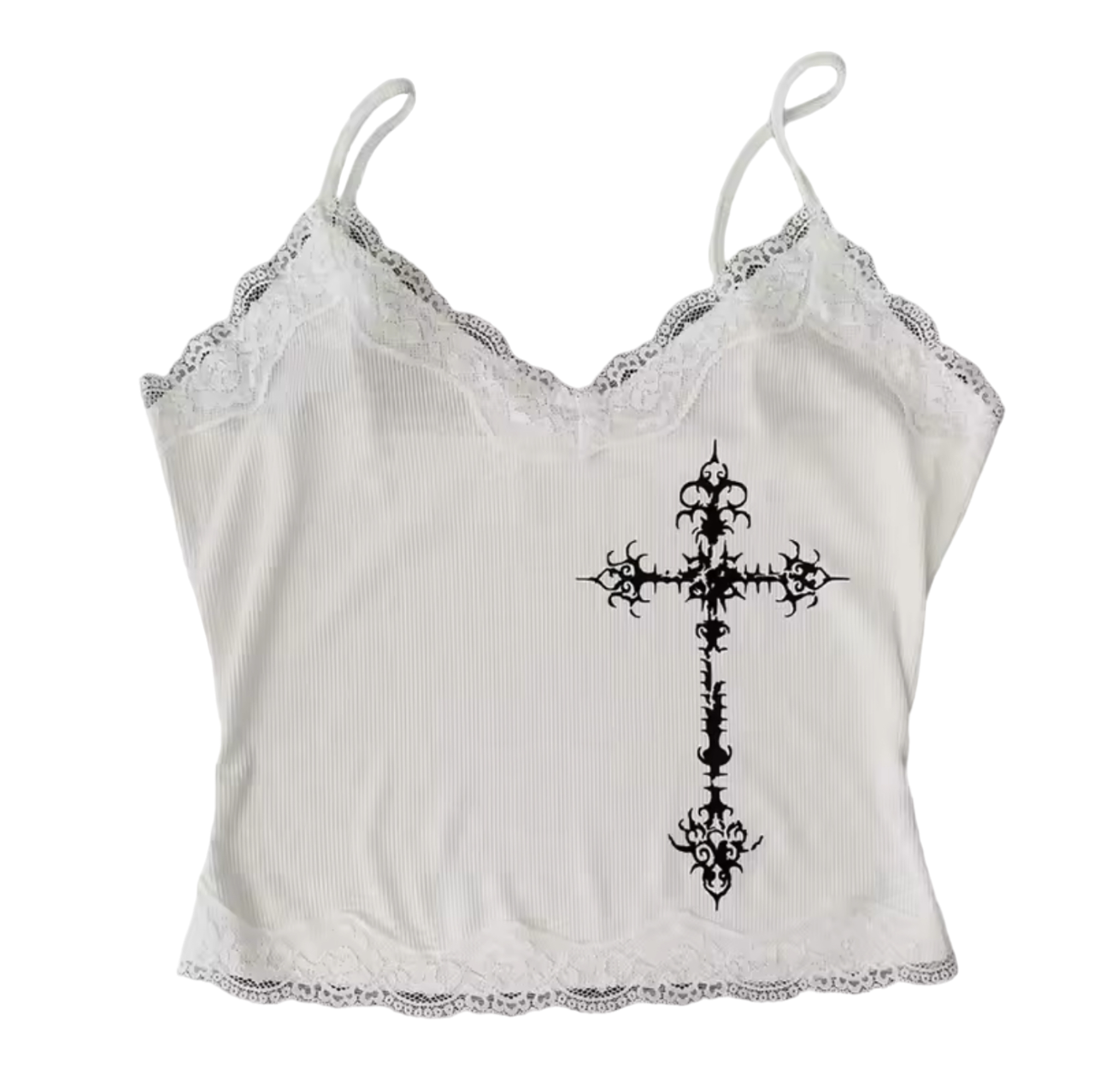 FLORAL LACE CROSS TOP (WHITE)